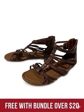FREE WITH BUNDLE Strappy Brown Boho Gladiator Sandals with Braided Detail Sz 8